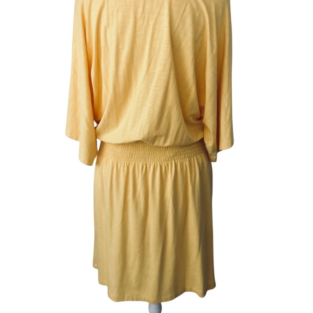WHBM Size M Butter Yellow Slub Smocked Kimono Dress Beach Coastal Reaortwear - Picture 5 of 12